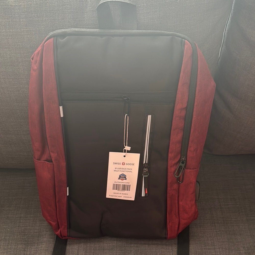 Men's Red and Black Backpack